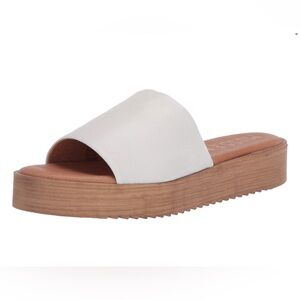 Anthropologie Musse & Cloud “Keisha” Leather Platform Slide in White Sz 38